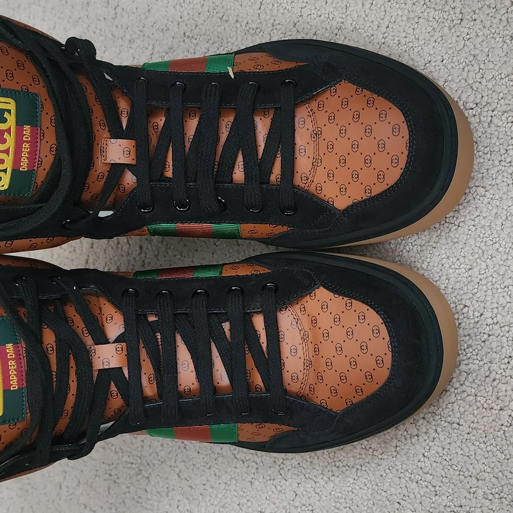 Gucci × Dapper DAN Brown High-Top Sneakers Sz 10.5